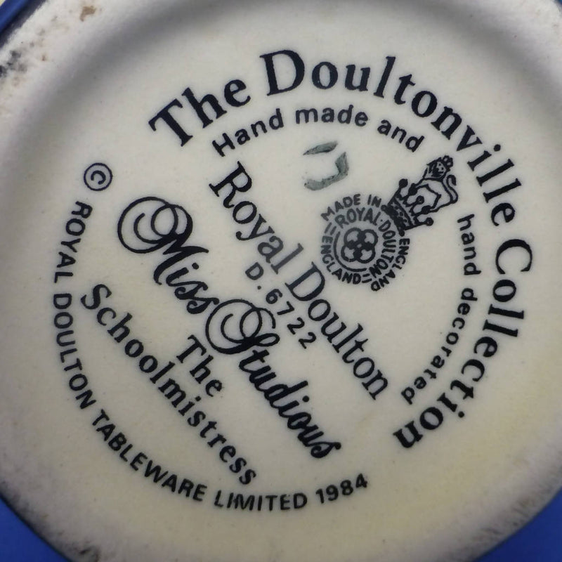 Royal Doulton Doultonville Toby Jug - Miss Studious The Schoolmistress D6722