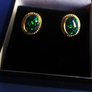 Silver Black Opalite Stud Earrings