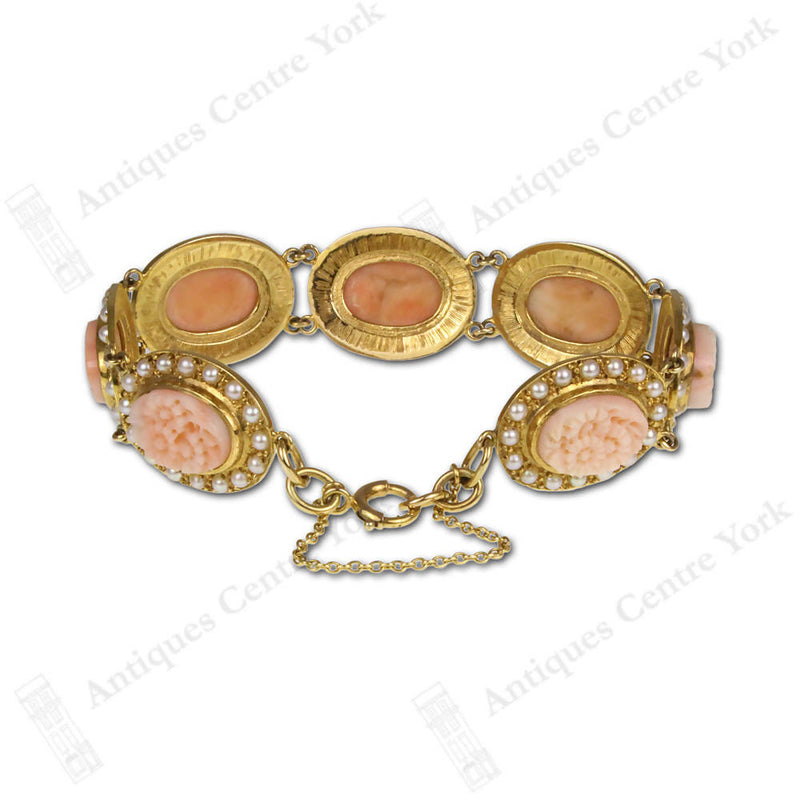 1970's 9ct Coral & Pearl Bracelet