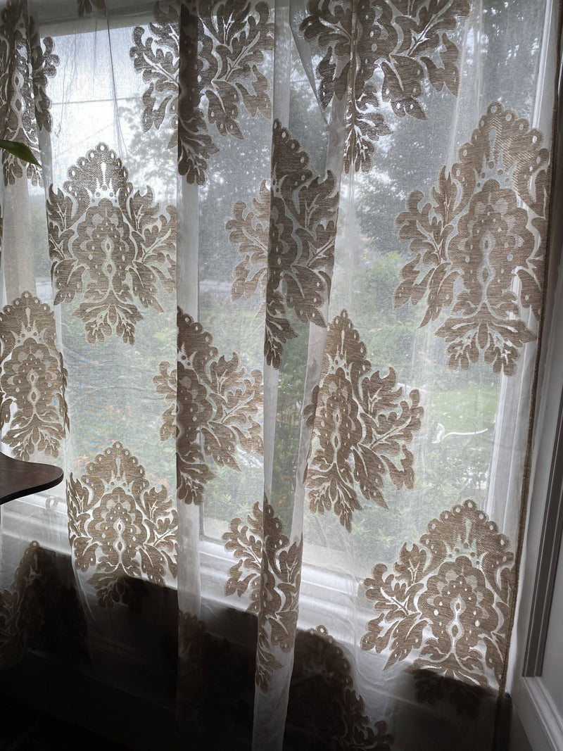 Acanthus highend pure cotton madras Lace Curtain Remnant 66”/40”