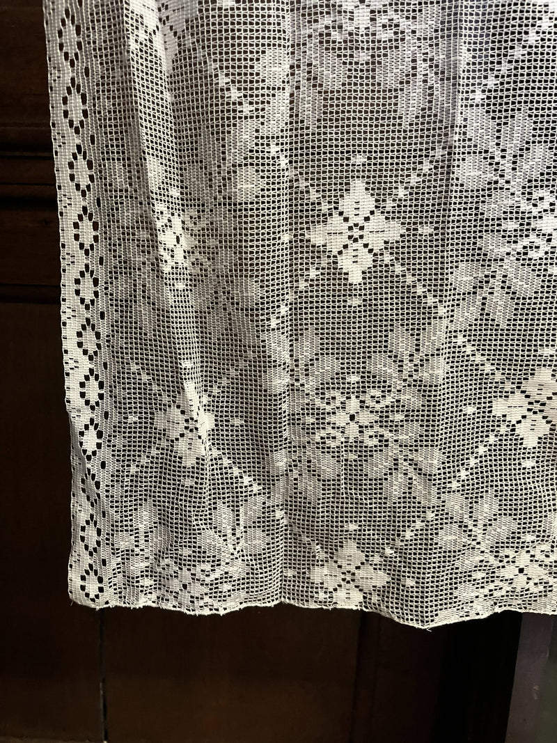 Large Flower and Leaf Geometric Design Lace Panel Remnant to finish in ivory 51"/53"