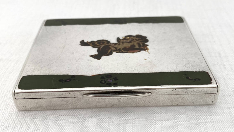 George V, Silver & Enamel Chinese Foo Dog Cigarette Case. London 1928 Asprey & Co Ltd. 4 troy ounces.