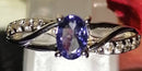 New Tanzanite & Zircon Rhodium Overlay 925 Sterling Silver - Size N