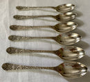 Aesthetic Movement cased set of naturalistic double struck teaspoons and sugar tongs, circa 1880 - 1900.