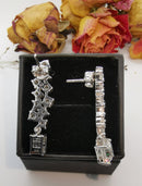 New Platinum Overlay Sterling Silver (Oct) Dangling Earrings (with Push Back) Made with GENUINE SWAROVSKI ZIRCONIA