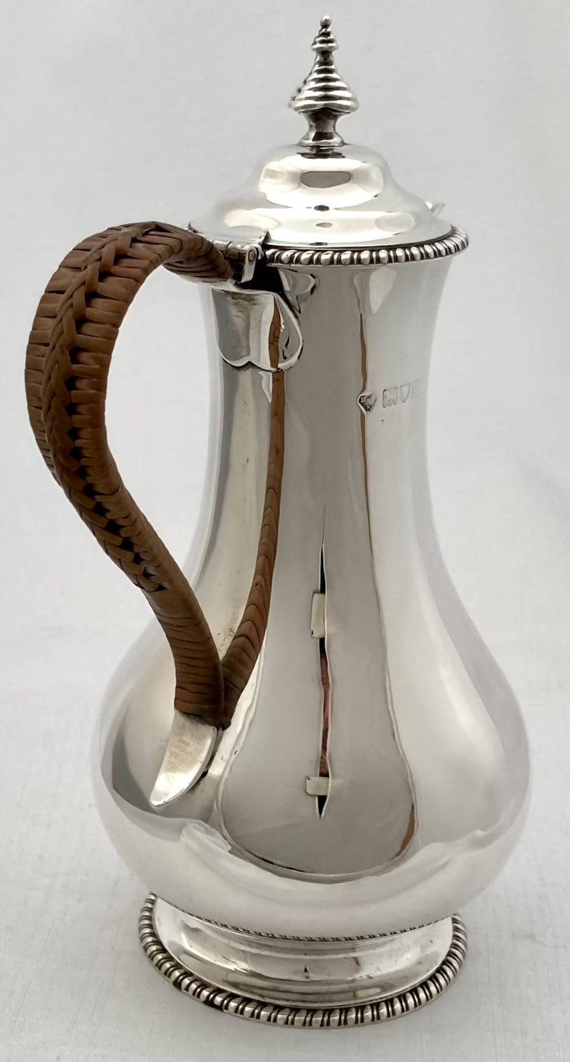 Edwardian Silver Hot Water Jug, London 1907 Holland, Aldwinckle & Slater. 12.6 troy ounces.