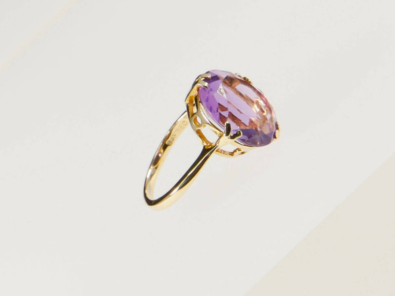 Vintage 9ct Gold & Amethyst Solitaire Ring