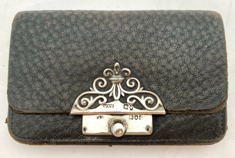 Late Victorian Silver Mounted Leather Purse. London 1900 William Amaziah Ellwick.