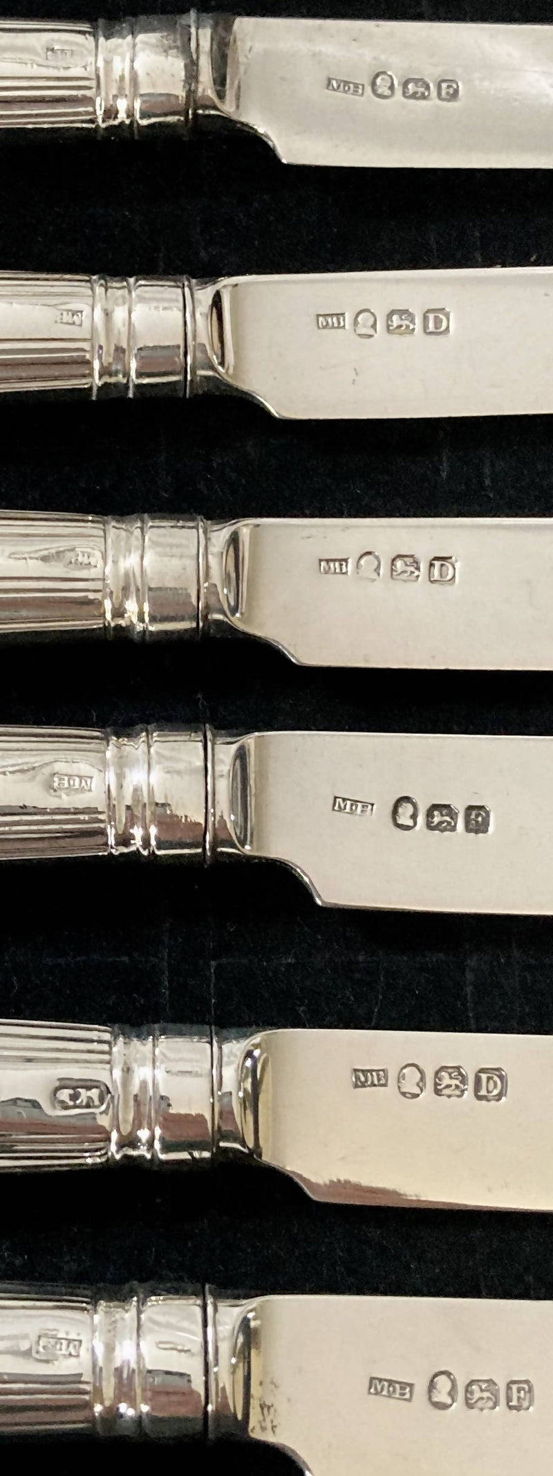 Georgian, George III, Crested Silver Dessert Knives & Forks for Twelve Persons. London 1799 & 1801 Moses Brent.