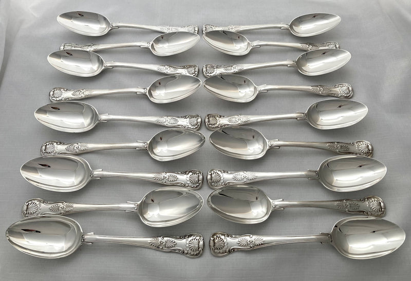 Georgian, George III, Set of Eighteen Silver King's Pattern Tablespoons, Crested for Maltby. London 1810 Paul Storr. 63 troy ounces.