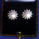 9ct Gold Pearl and Diamond Earrings