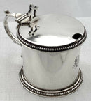 Late Victorian Silver Plated Drum Mustard Pot, Monogram for Alfred de Rothschild.