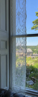 Alex rose" Antique Victorian style Cotton Lace Curtain Panelling Sold By The Metre - 12 Inches Wide