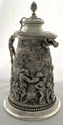 Victorian Teniers Style Silver Plated Wine Jug. John Grinsell & Sons, Birmingham circa 1870 - 1890.
