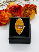 New Tiger's Eye 30x15 MRQ 925 Sterling Silver (Size P)