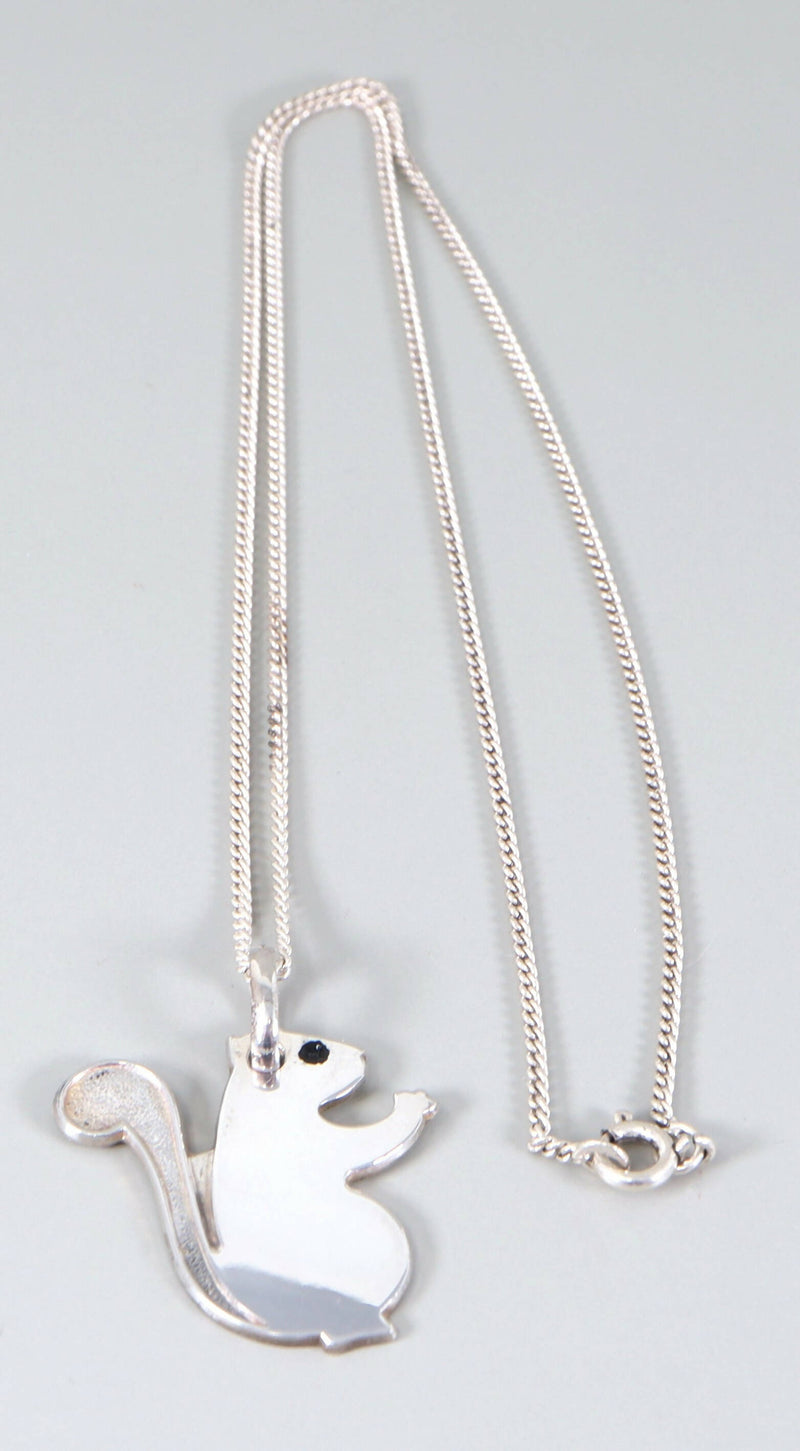 Silver Italian Squirrel Pendant & Chain.