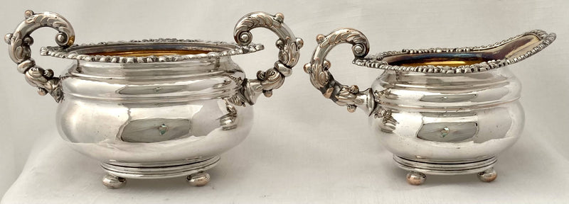 Georgian, George IV, Old Sheffield Plate Sugar Bowl & Cream Jug, circa 1820.