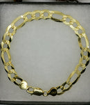 New Italian 14K Gold Overlay 925 Sterling Silver Figaro Bracelet (Size 8.5)