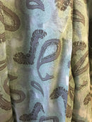 Paisley Green madras Lace Curtain Panel to finish 68'/120" 3metres long