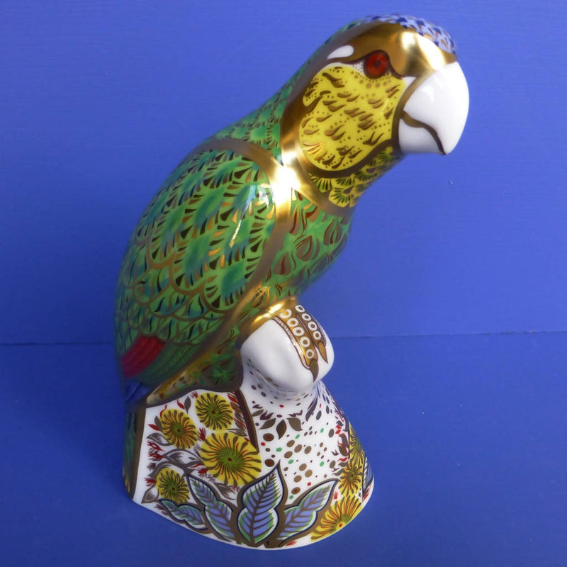 Royal Crown Derby Limited Edition Paperweight - Amazon Green Parrot (Boxed)
