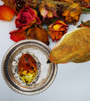 New Glorious Bi-coloured Amber (20x30mm) 925 Sterling Silver Ring - Size Adjustable