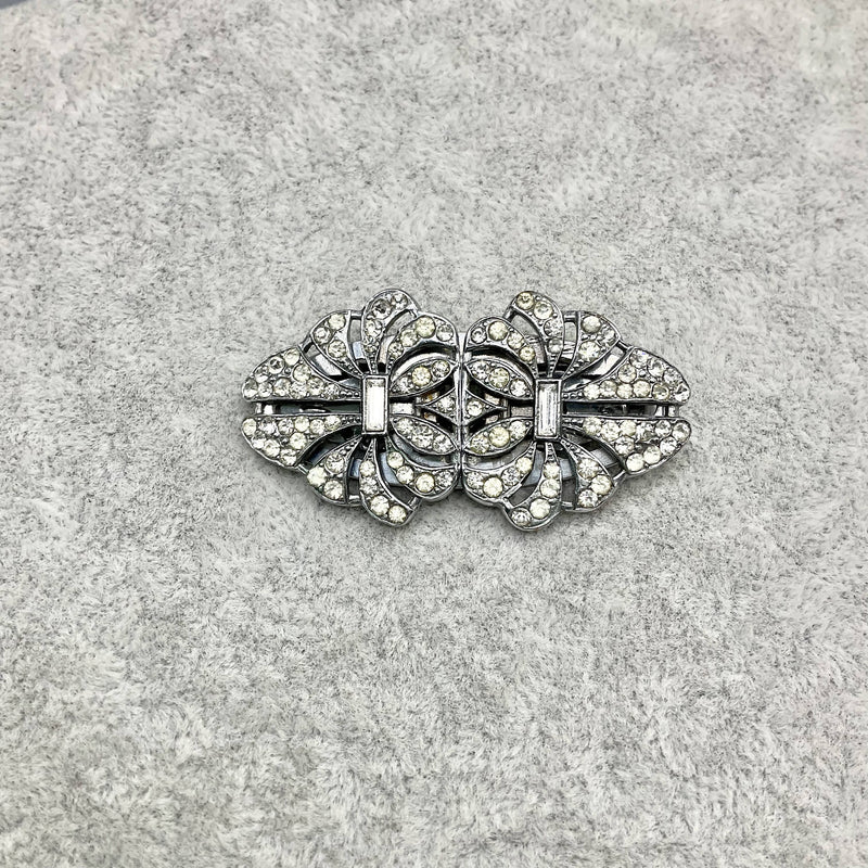 1950’s paste dress clips brooch