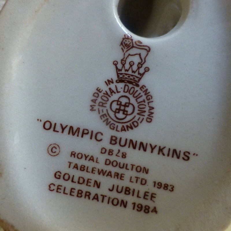 Royal Doulton Bunnykins Figurine Olympic Bunnykins DB28 (Golden Jubilee Backstamp)