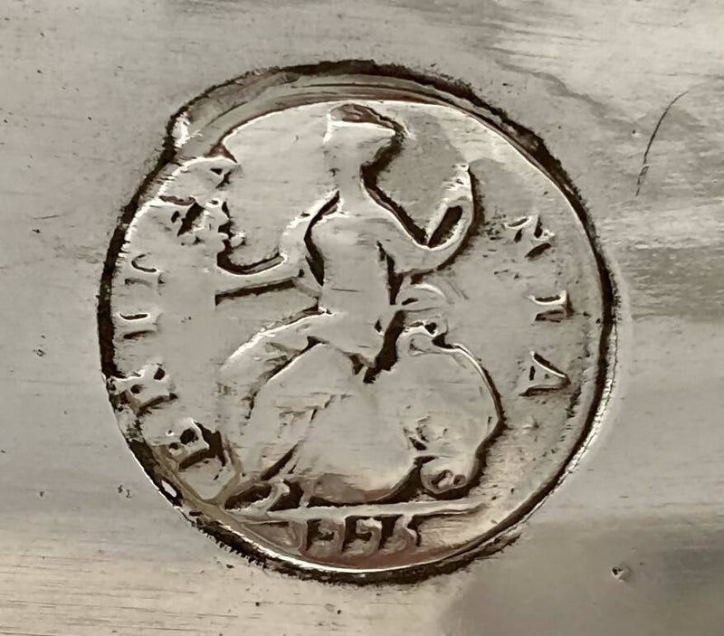 Early Victorian Silver Plated Punch Bowl Inset with Georgian Coins, Circa 1850.