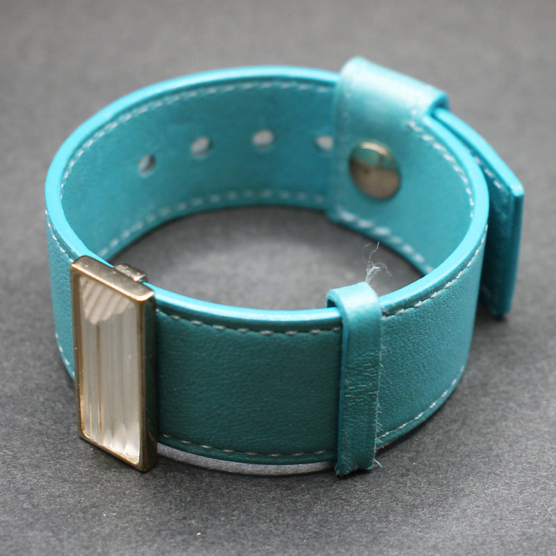 Lalique turquoise leather and crystal bracelet