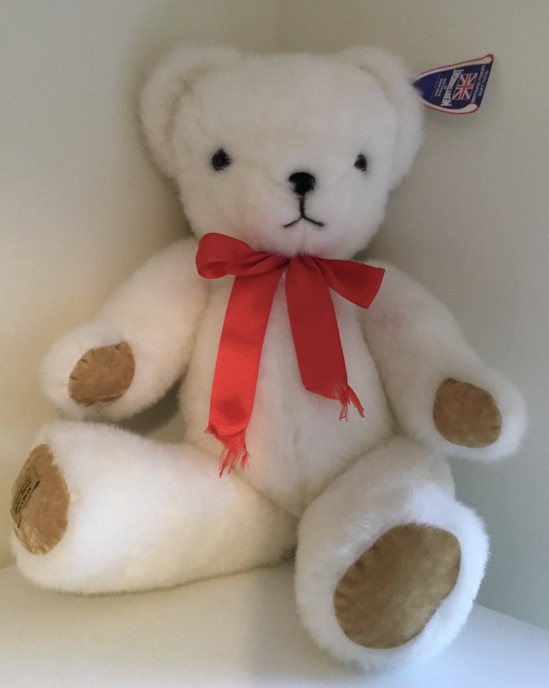 Merrythought Large White Teddy Bear. With name tag. 24”